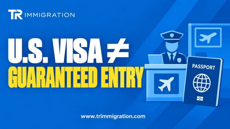 A U.S. Visa Is Not a Guarantee of Entry. What Happens at the Airport? — TR Immigration explainer illustration