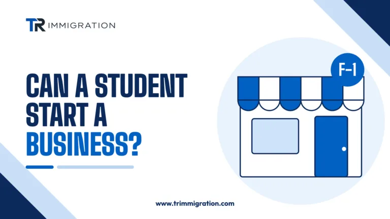 Storefront with an awning and an F-1 tag illustrating whether an international student can start a business