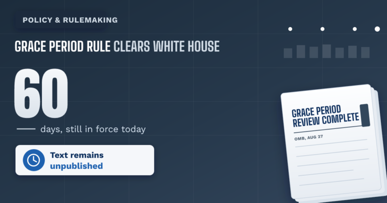 The rule that would end the 60-day grace period has cleared the White House. It still has not been published. - TR Immigration News & Analysis thumbnail...