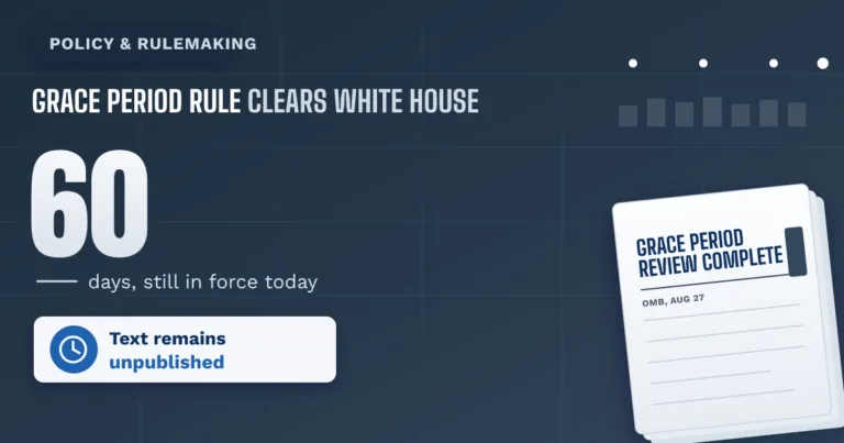 The rule that would end the 60-day grace period has cleared the White House. It still has not been published. - TR Immigration News & Analysis thumbnail...