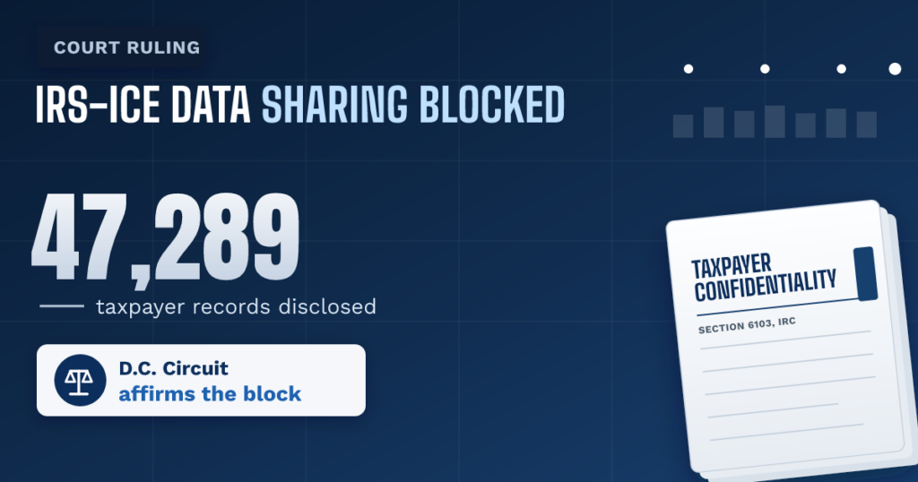Appeals court keeps IRS taxpayer-data sharing with ICE blocked - TR Immigration News & Analysis thumbnail graphic