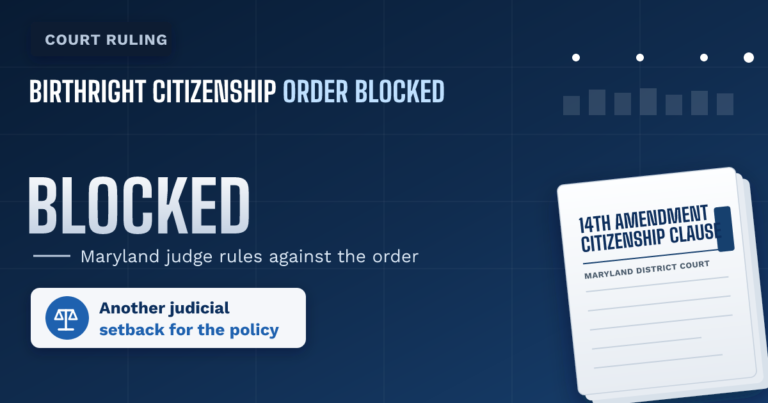 Maryland federal judge rules against Trump order narrowing birthright citizenship - TR Immigration News & Analysis thumbnail graphic