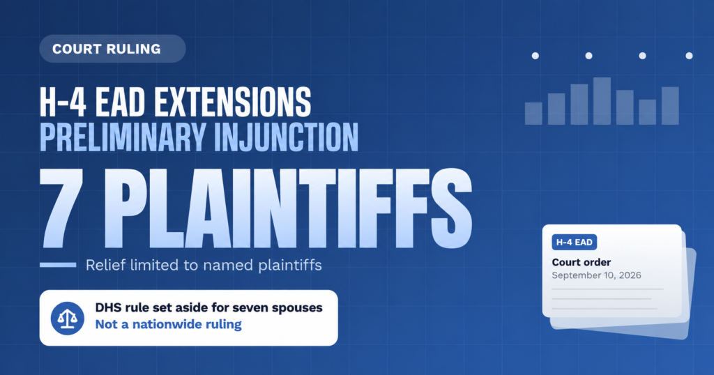 H-4 EAD preliminary injunction: DHS rule set aside for seven named plaintiffs only, not nationwide.
