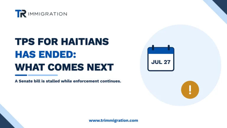 A calendar showing July 27 and a warning icon illustrating the end of TPS for Haitians