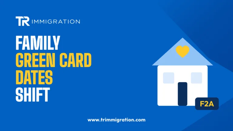 Illustration of a house with a heart and an F2A tag for family green card dates in the October 2026 Visa Bulletin