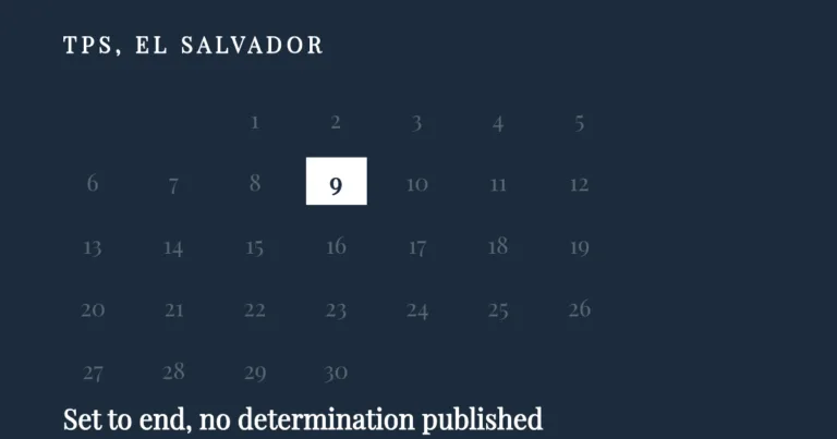 A September calendar with the 9th marked, the day El Salvador's TPS designation is set to end without a published determination
