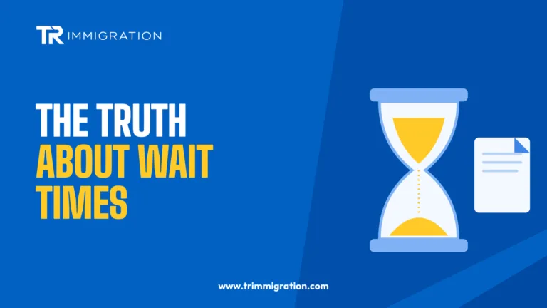 Hourglass beside a petition document illustrating the truth about U.S. immigration wait times