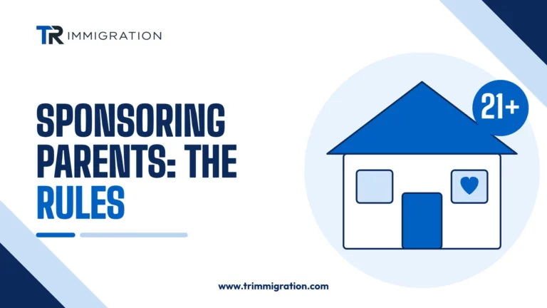 House with a 21 plus badge illustrating the age and relationship rules for U.S. citizens sponsoring parents