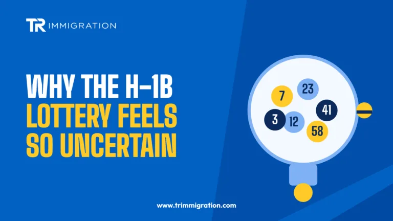 Lottery drum with numbered balls illustrating the H-1B selection process