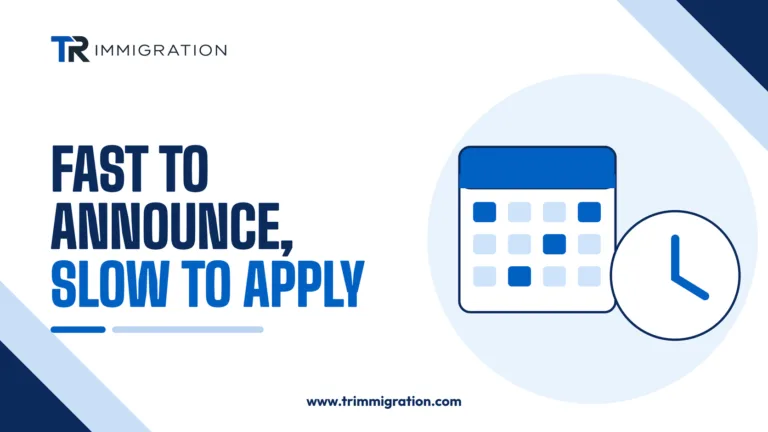 Calendar and clock illustrating why immigration rules change quickly but take months to apply
