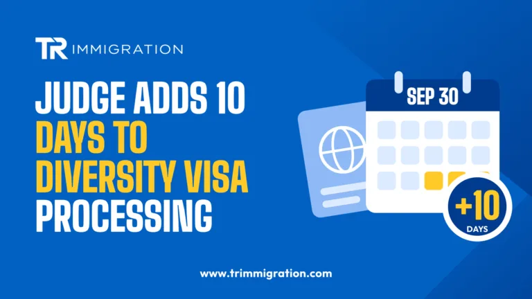 Calendar showing September 30 with a plus 10 days badge next to a visa document, representing the Diversity Visa processing extension