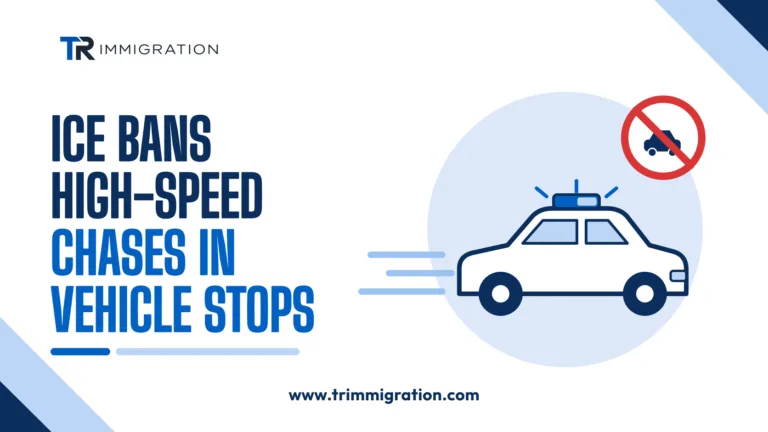 Patrol car with a no-chase symbol, for the new ICE ban on high-speed chases and tighter vehicle stop rules