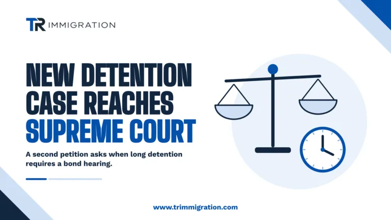 Illustration of scales of justice for the Supreme Court petition on bond hearings for long immigration detention