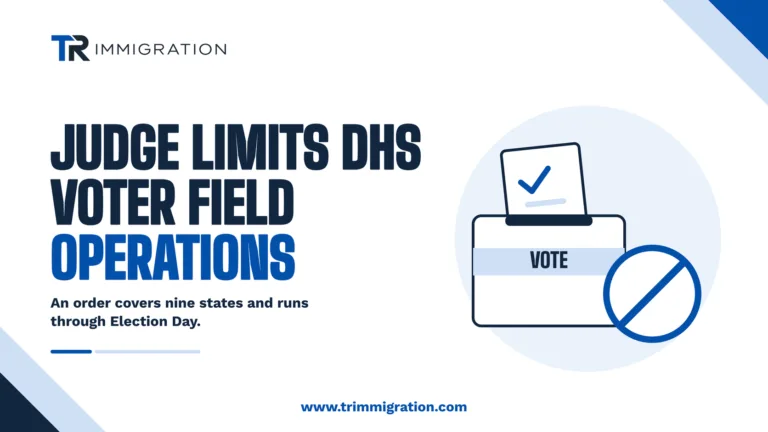 Ballot box with a blocked symbol showing a judge limited DHS voter field operations